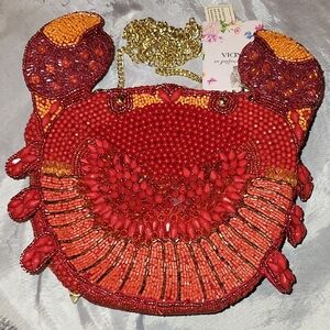 Crab Beaded Red Crossbody Bag Bnwt Handcrafted By India